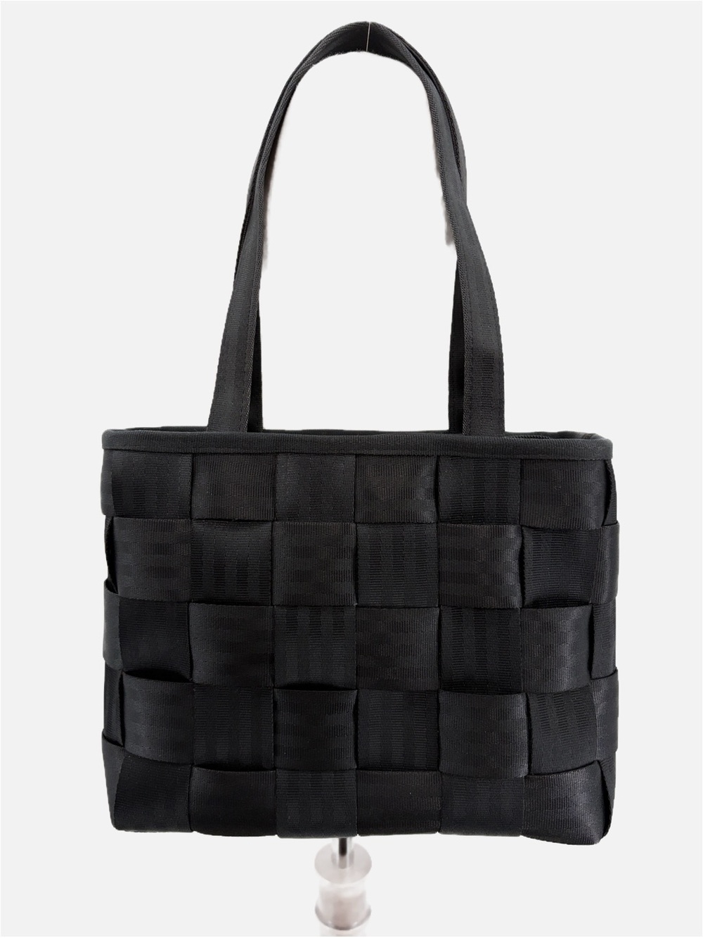 Harveys Original Seatbelt Bag Black Basket Weave Shoulder Tote Made USA